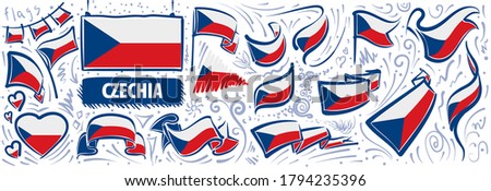 Vector set of the national flag of Czechia in various creative designs