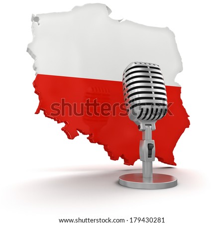Microphone and Poland (clipping path included)