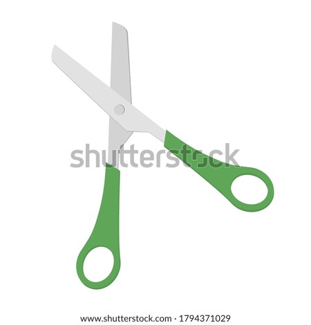 vector illustration isolated on white background metal scissors with green handles