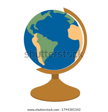 vector illustration isolated on white background globe on a wooden stand