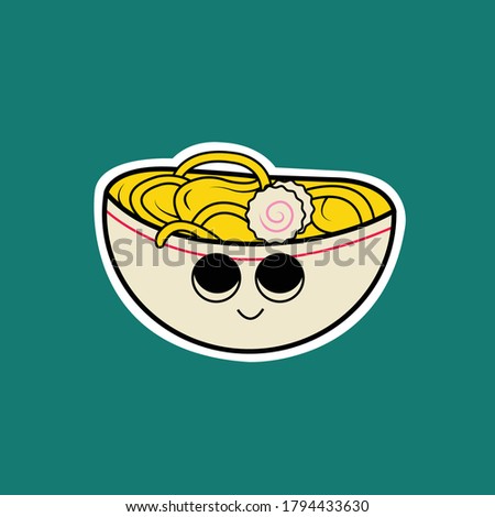 Japanese Ramen Character Vector for Icon and Sticker