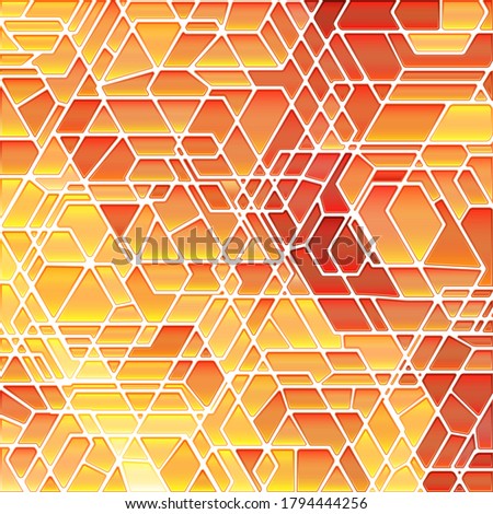 abstract vector stained-glass mosaic background - orange and yellow