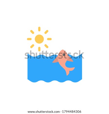 Fish, sun, ocean icon. Simple color illustration elements of saving marine icons for ui and ux, website or mobile application