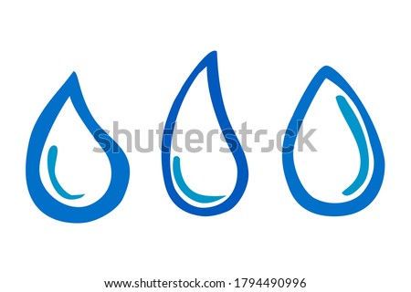 Water Drop or Dew, Simple Vector Hand Draw Sketch, Isolated on white
