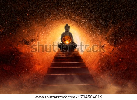 Buddha image at the end of the stairs