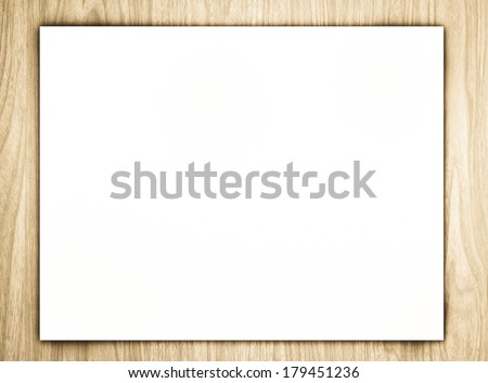 White paper on wood background texture for design