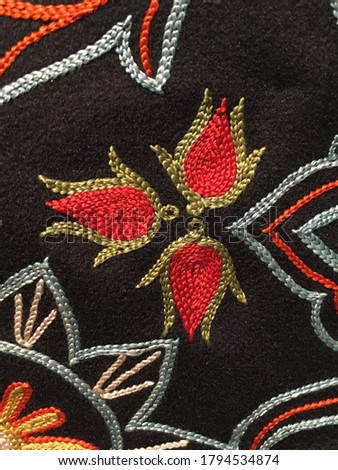 Hand embroidery with stitching patterns