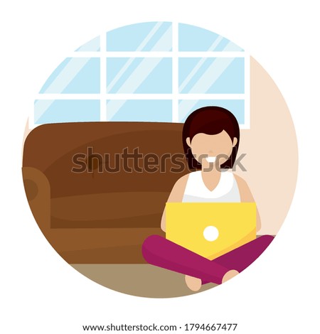 Woman working in home. Home office - Vector