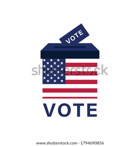 USA Voting ballot box icon. Flat vector design 