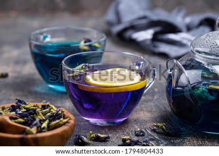 Blue and purple tea Butterfly pea with lemon