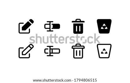 Edit, rename and delete icons. Outline and glyph style Royalty-Free Stock Photo #1794806515