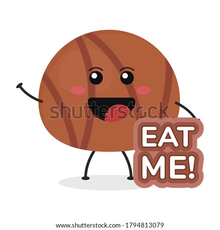 Cute flat cartoon chocolate ball illustration. Vector illustration of cute chocolate ball with a smiling expression.