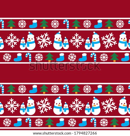 Christmas Snowman seamless pattern background for website graphics, fashion textile