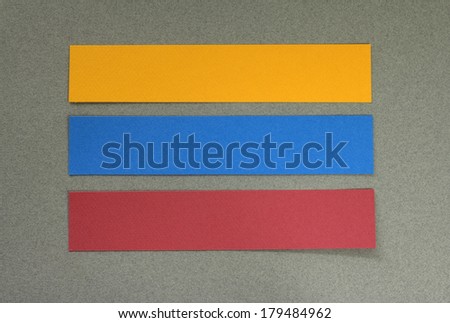 Three horizontal colorful options paper banner template texture
