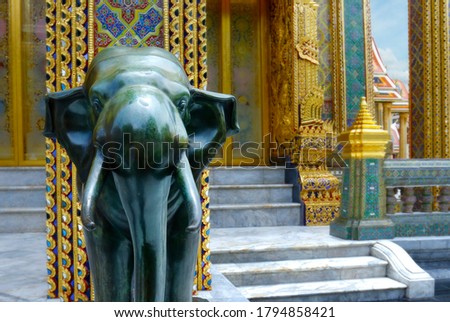 close up of detail in the buddhist temple rachabopit in the city of bangkok -thailand 