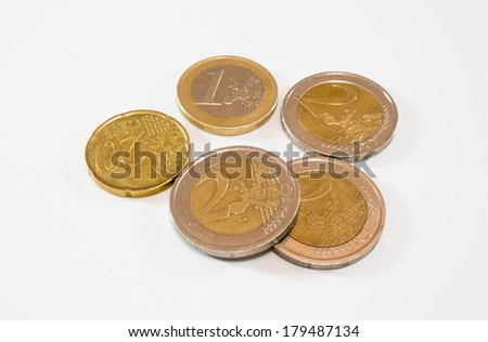 Euro: pile of coins scattered
