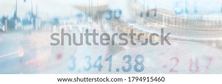 Double exposure financial and business concept background. Forex market online backdrop.