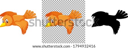 Cute orange bird cartoon character illustration