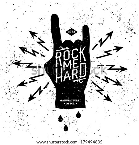 vintage label "rock me hard" (T-Shirt Print)
