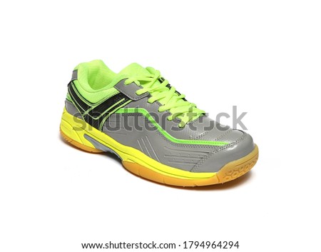 grey-green jogger sports shoes/sneaker isolated on white background