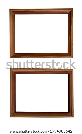 Set of two horizontal natural wood frames for text, picture, photo, image, text, isolated on a white background