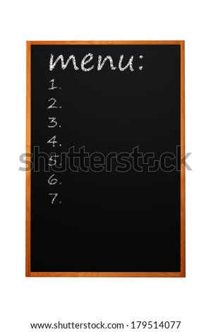 Menu title written with chalk on blackboard