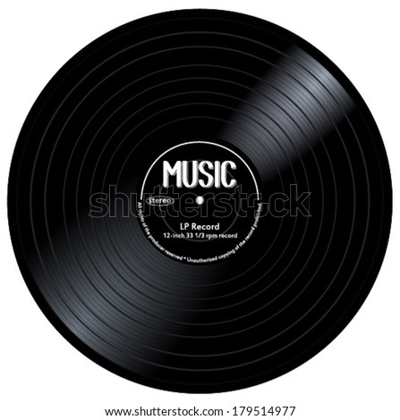 Old, retro black records, LPs, eps10 vector art image. isolated on white background