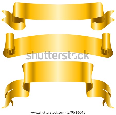 Vintage golden ribbon banners isolated on white background