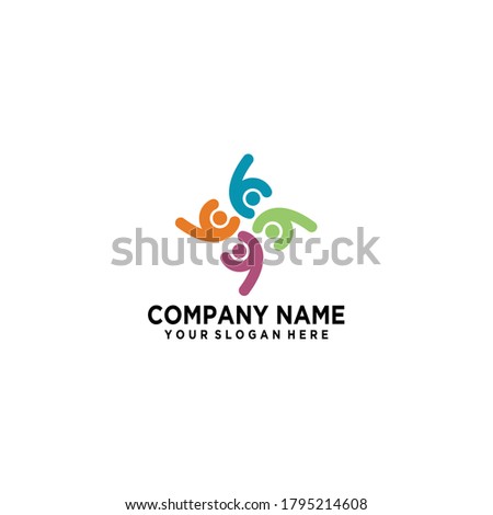 Abstract People Logo, colorful community care logo ilustration