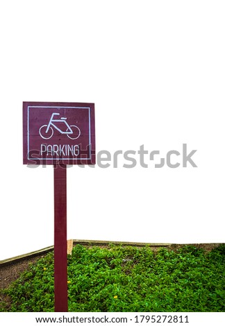 Bicycle parking sign on white background.