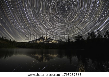Star Trails Above Mt Rainier And Bench Lake