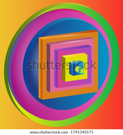 3d themed multi color square and circular shapes against a bright fading backdrop.