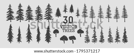 Vector trees - collection of 30 detailed and different tree silhouette illustrations. Eps set. 
