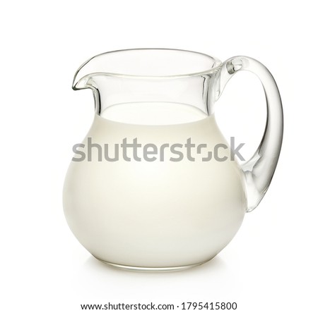 Glass jug of milk isolated on white background Royalty-Free Stock Photo #1795415800