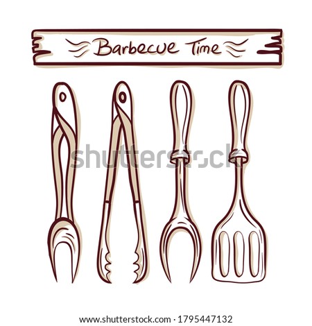Barbecue - BBQ doodles vector illustration with hand drawn style, New, trendy and cute design
