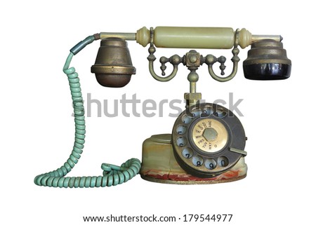 Old style phone isolated in white