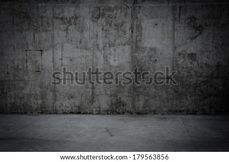 Grungy concrete wall and stone floor room as background
