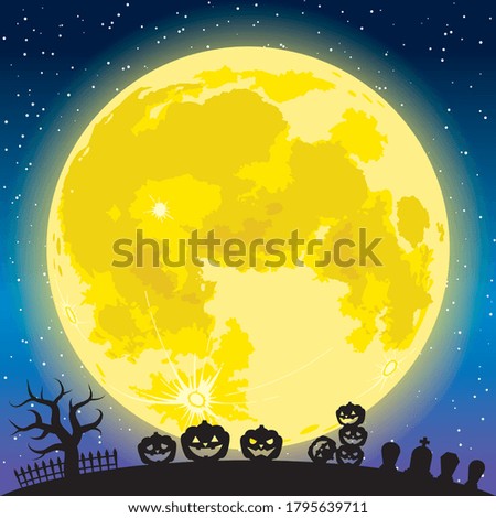 Halloween background with moon and silhouette