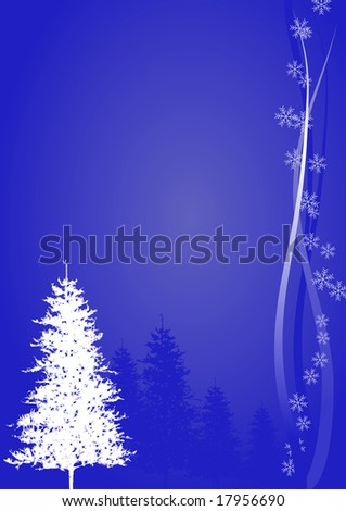 Beautiful simply blue christmas card (vector, illustration)