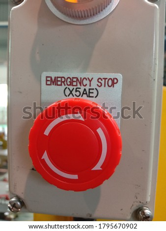 Emergency stop button. Important use in industry.