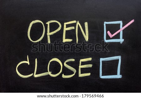 open and close choice on chalkboard