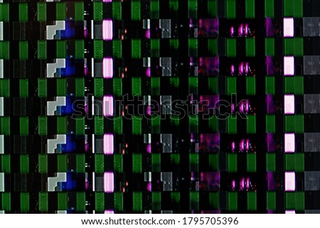 abstract background texture, glitches, digital noise and distortion on the TV screen