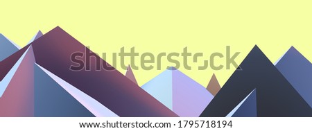 The city of the pyramids. Low poly mountains peaks. Shards, icicle teeth. Beautiful and modern abstract background. Fashionable design. 3D illustration, 3D rendering.