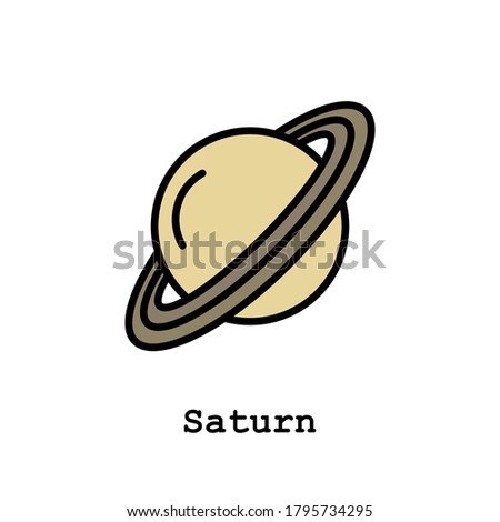 Saturn planet color icon thin line, linear, outline vector. Saturn planet simple sign, logo