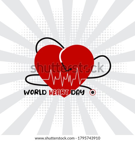 World Heart Day Red Heart Sunburst Background