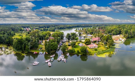 aerial view of Ruciane-Nida in Masuria in north-eastern Poland Royalty-Free Stock Photo #1795864090