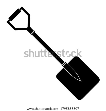 Shovel black silhouette icon isolated on white background. Simple icon. Web site page and mobile app design vector element.