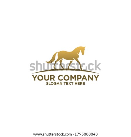 Modern and luxury abstract golden horse logo design.