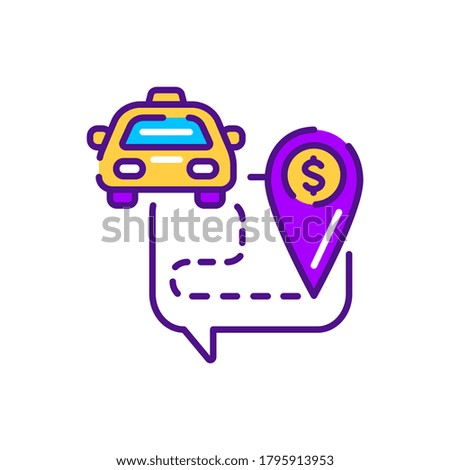 Cost taxi color line icon. Online mobile application order taxi service. Pictogram for web, mobile app, promo. UI UX design element