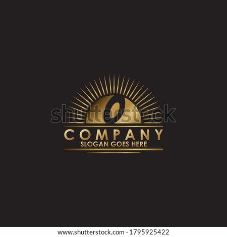 Golden Sun Initial Letter O Logo vector design for business brands identity